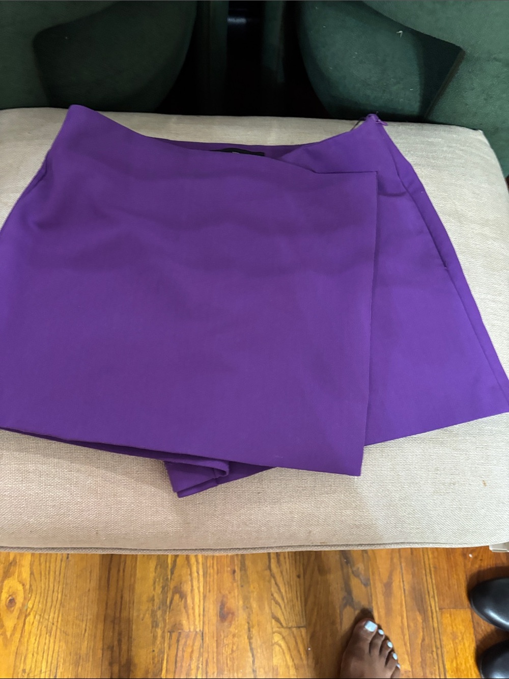 Zara Purple Asymmetric Wrap Mini Skirt